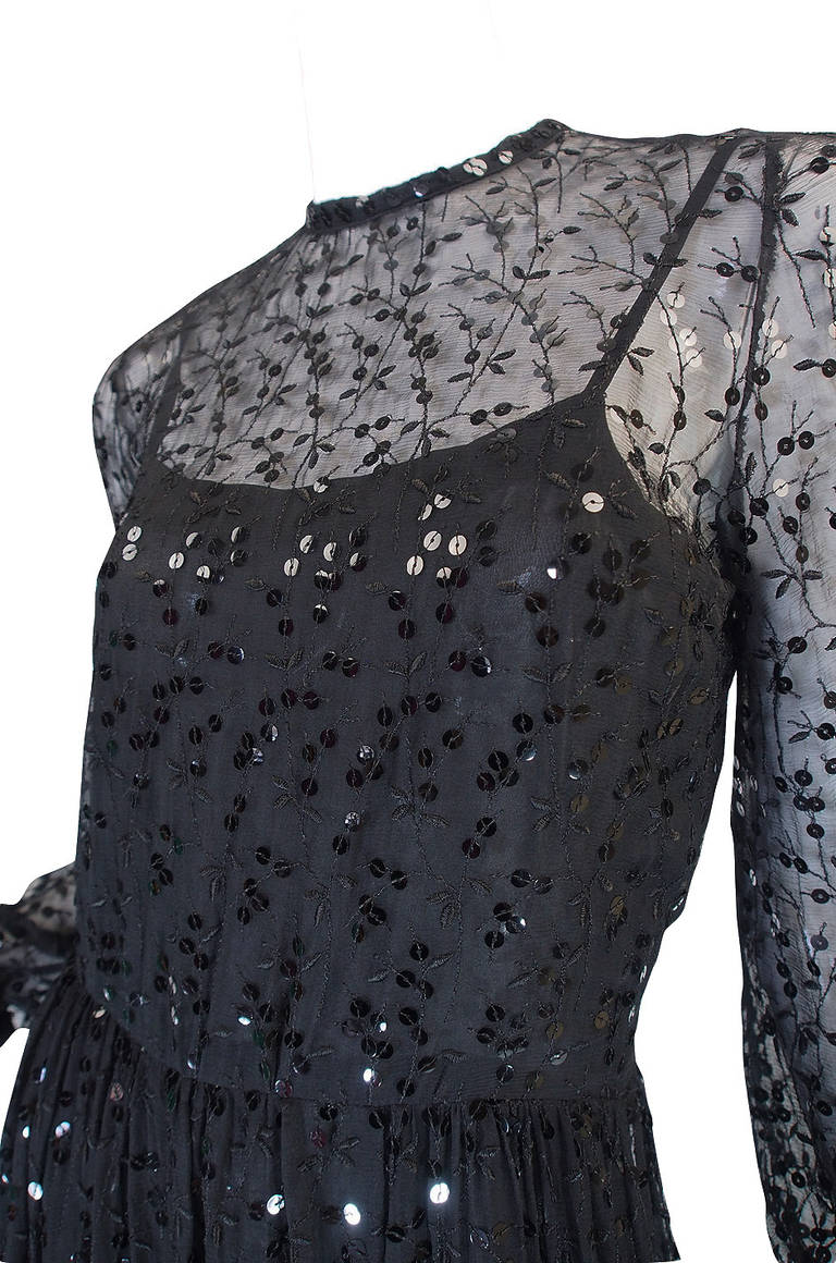 c 1983-85 Heavily Sequinned Chanel Silk Chiffon Dress 3