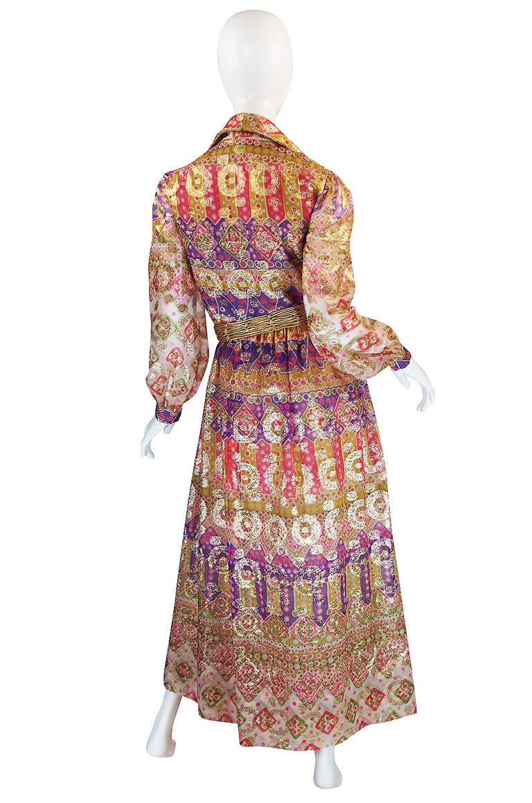 1969 Oscar de la Renta Gypsy Metallic Dress Set In Excellent Condition In Rockwood, ON