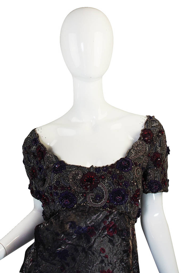 1980s Trained Bellville Sassoon Heavily Beaded Gown at 1stDibs