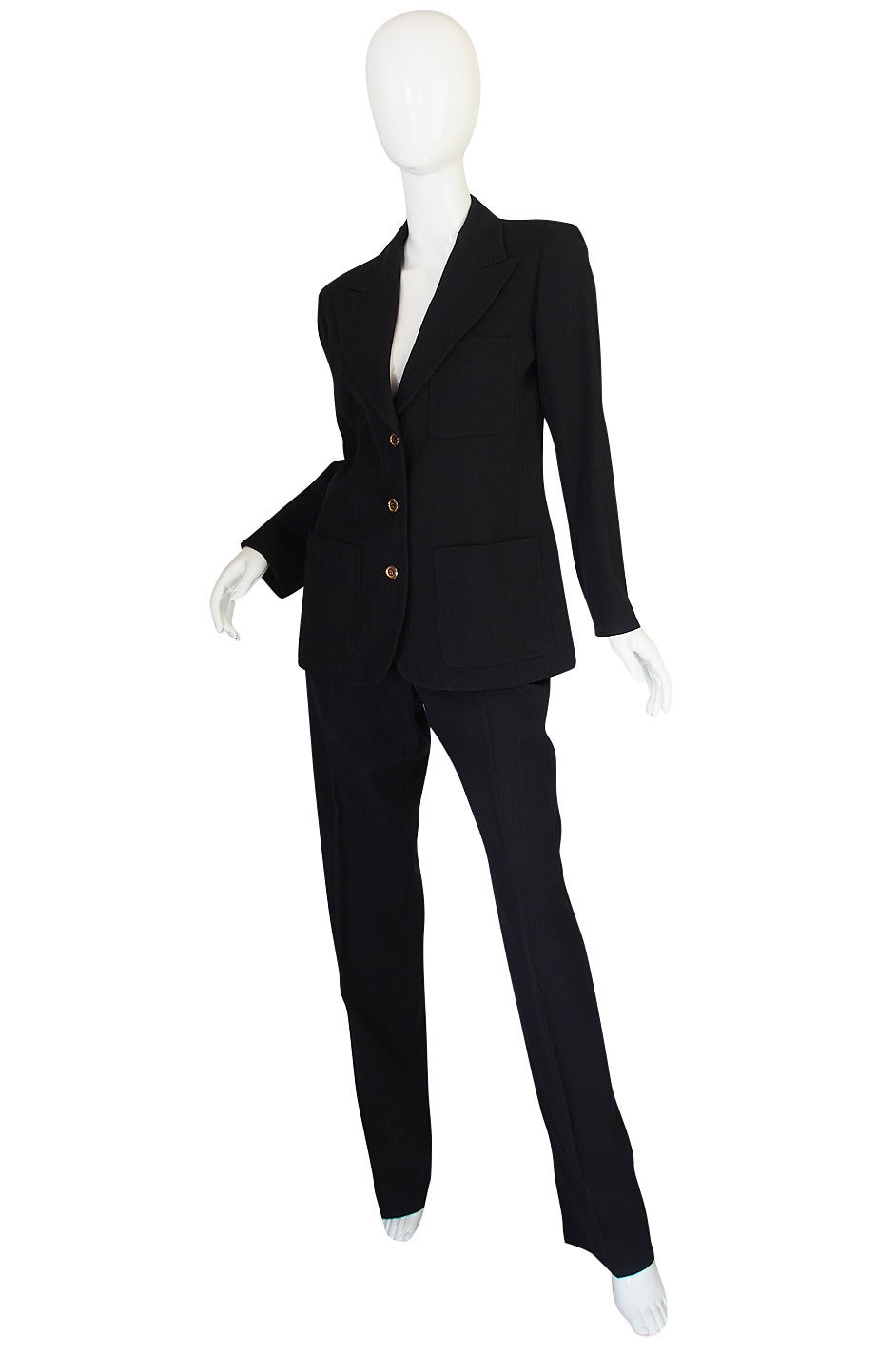 Black Rare Late 1960s Custom Yves Saint Laurent Suit