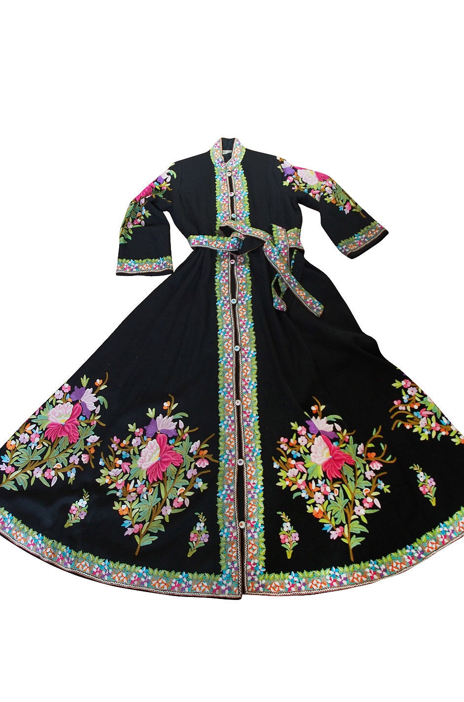 Exceptional Antique Hand Embroidered Coat or Gown 4