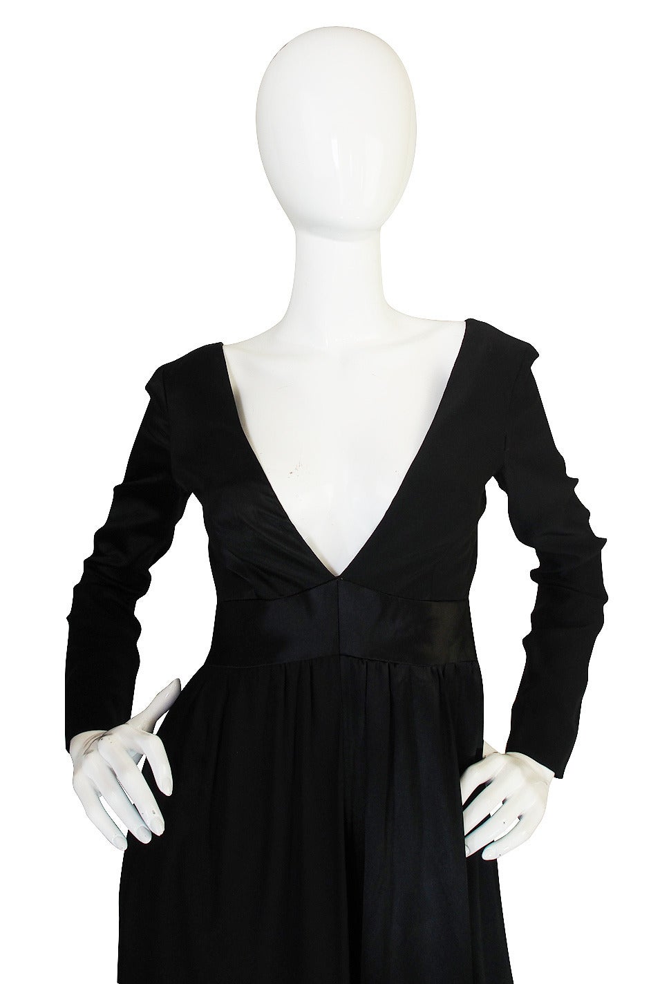 c1966 Black Silk Emilio Pucci Plunged Jumpsuit In Excellent Condition In Rockwood, ON