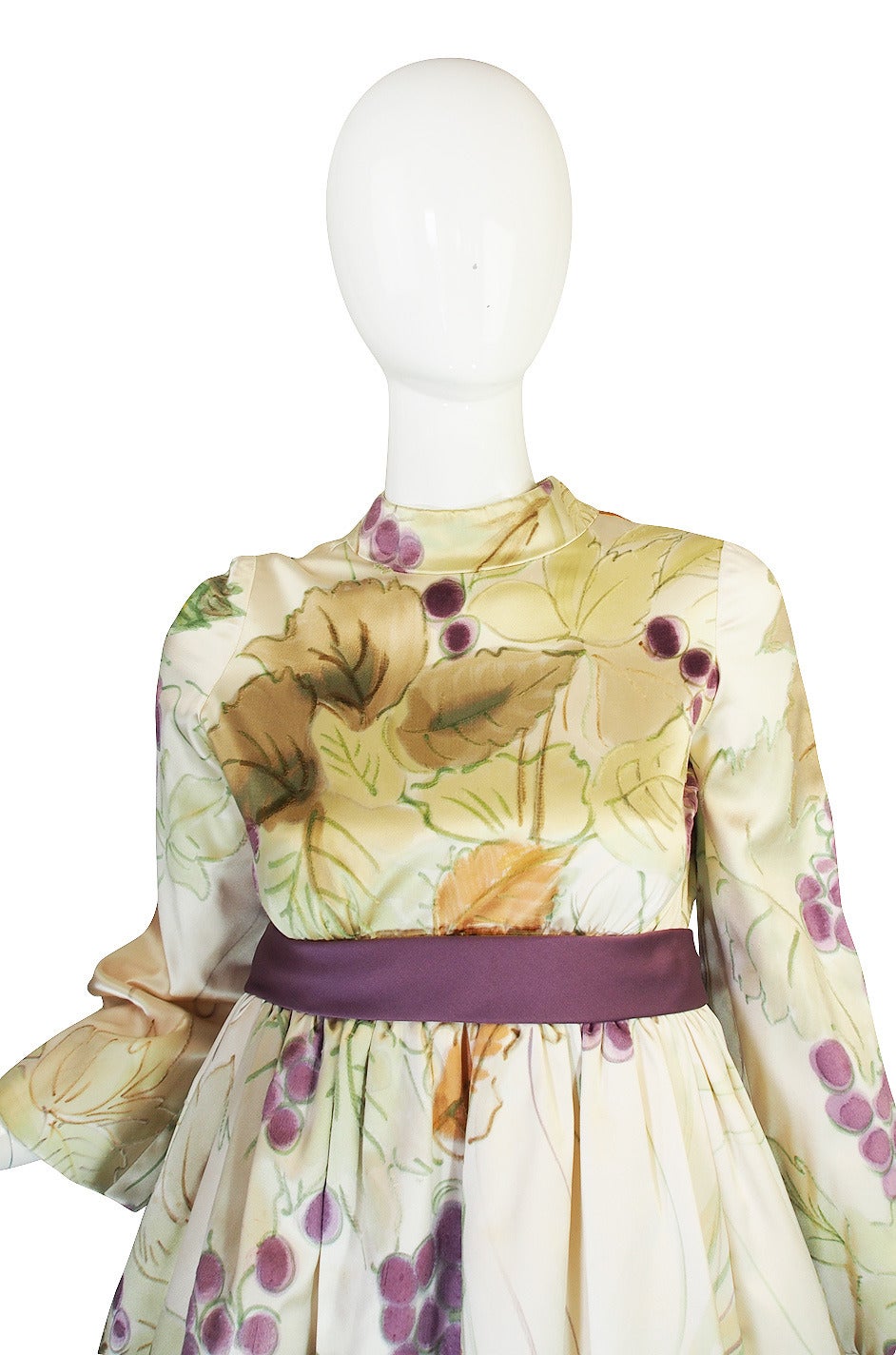 Women's 1960s Rare Hand Painted George Halley Silk Gown