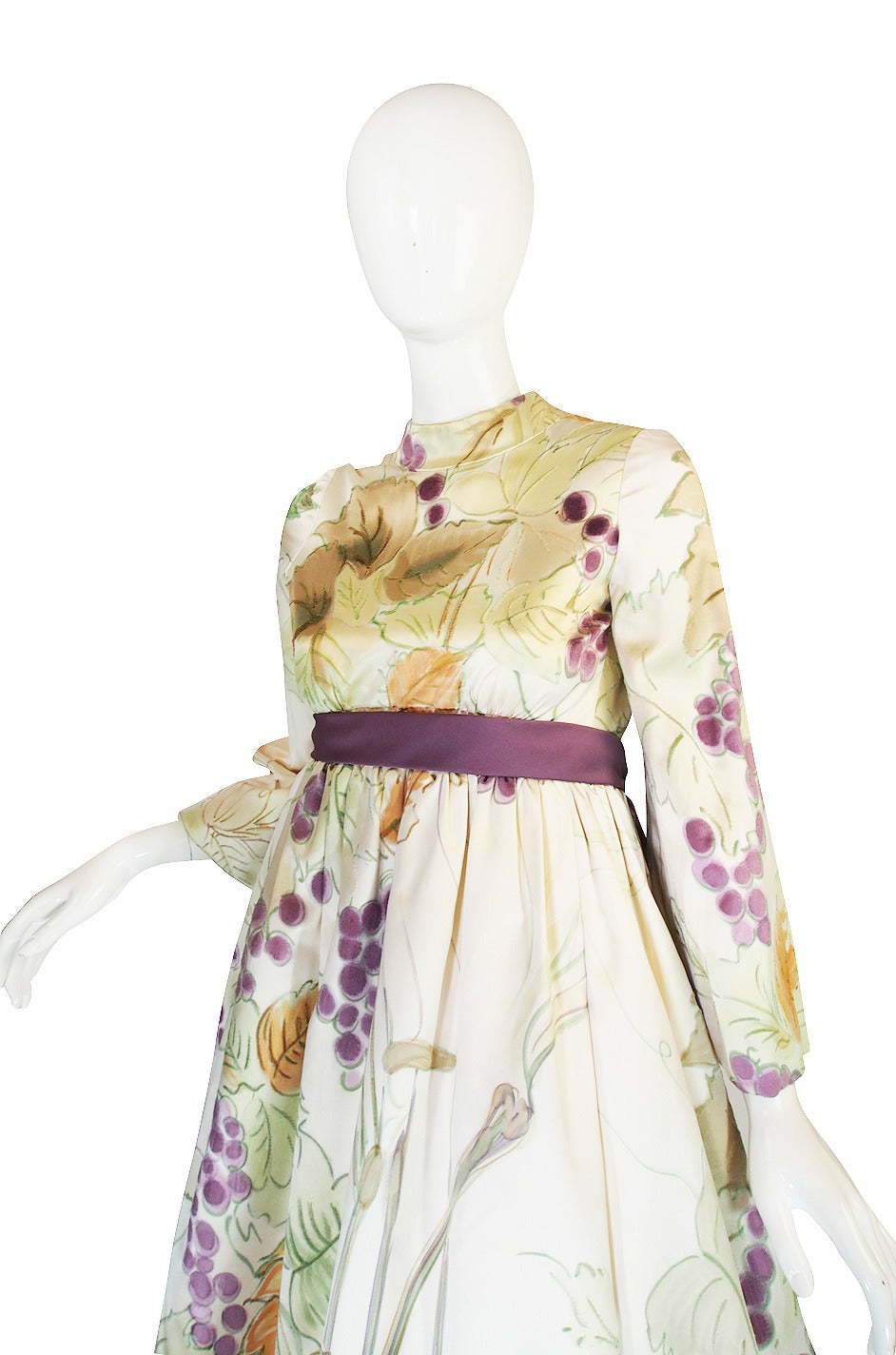 1960s Rare Hand Painted George Halley Silk Gown 1