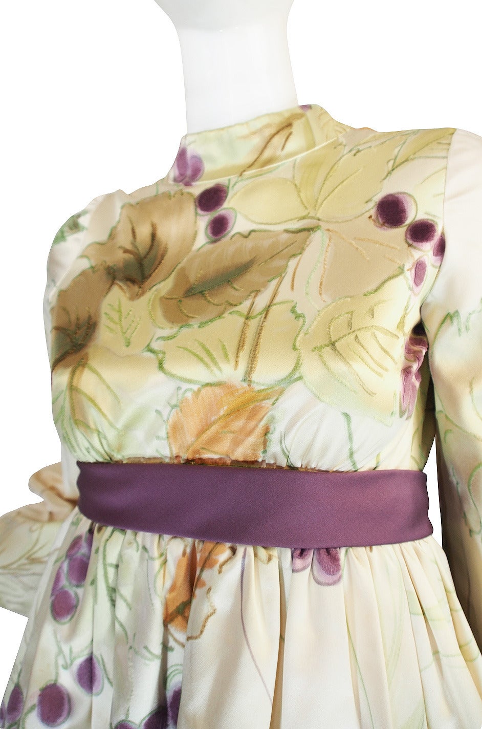 1960s Rare Hand Painted George Halley Silk Gown 3