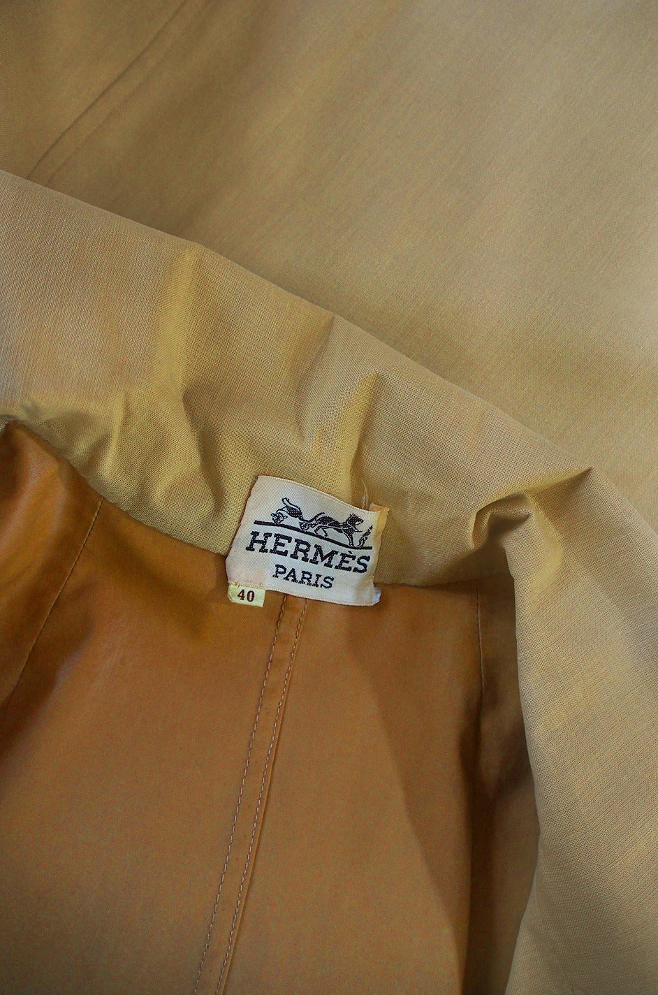 Hermes Coated Cotton Trench Coat Late 1950s For Sale at 1stdibs