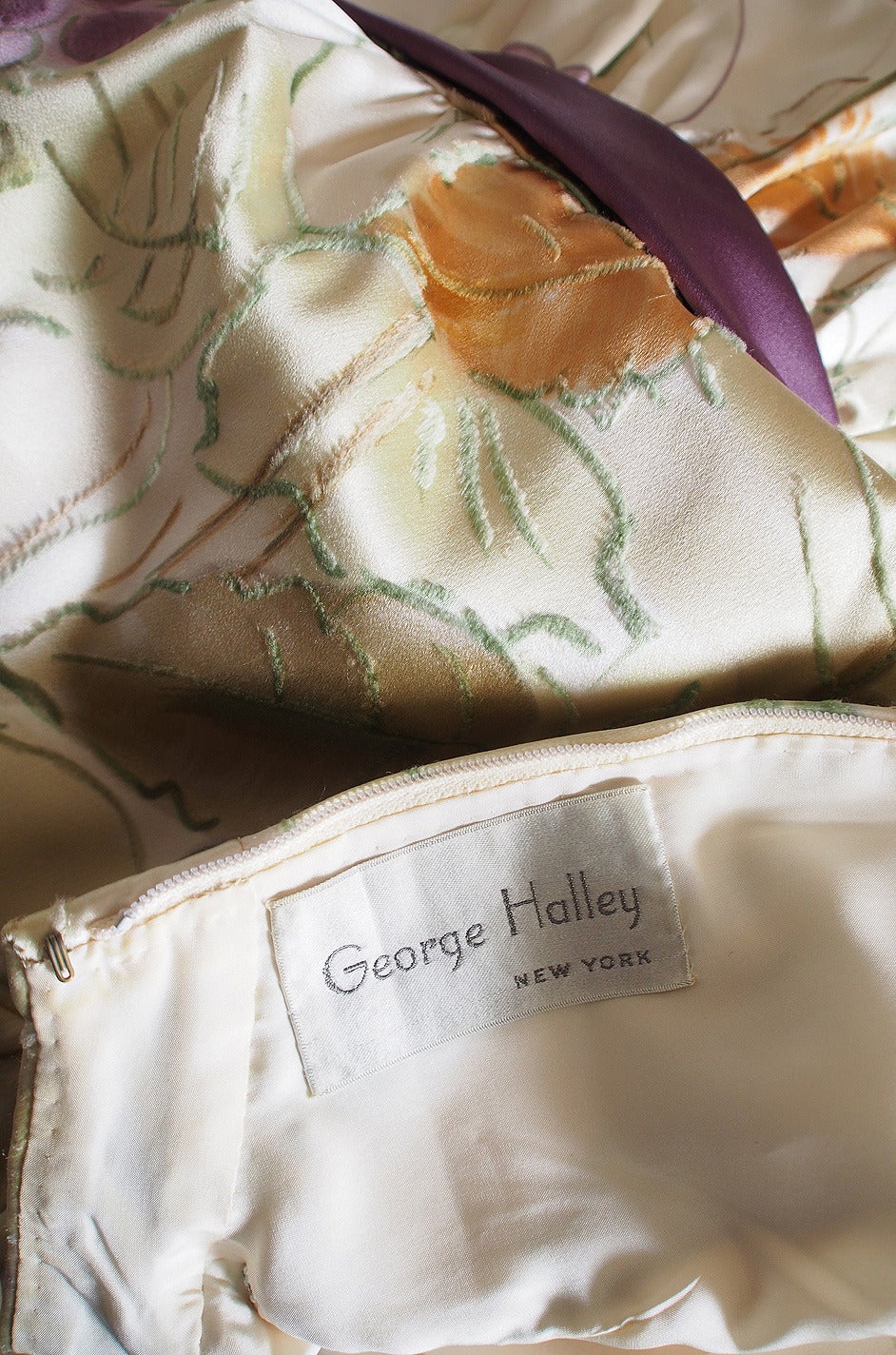 1960s Rare Hand Painted George Halley Silk Gown 5
