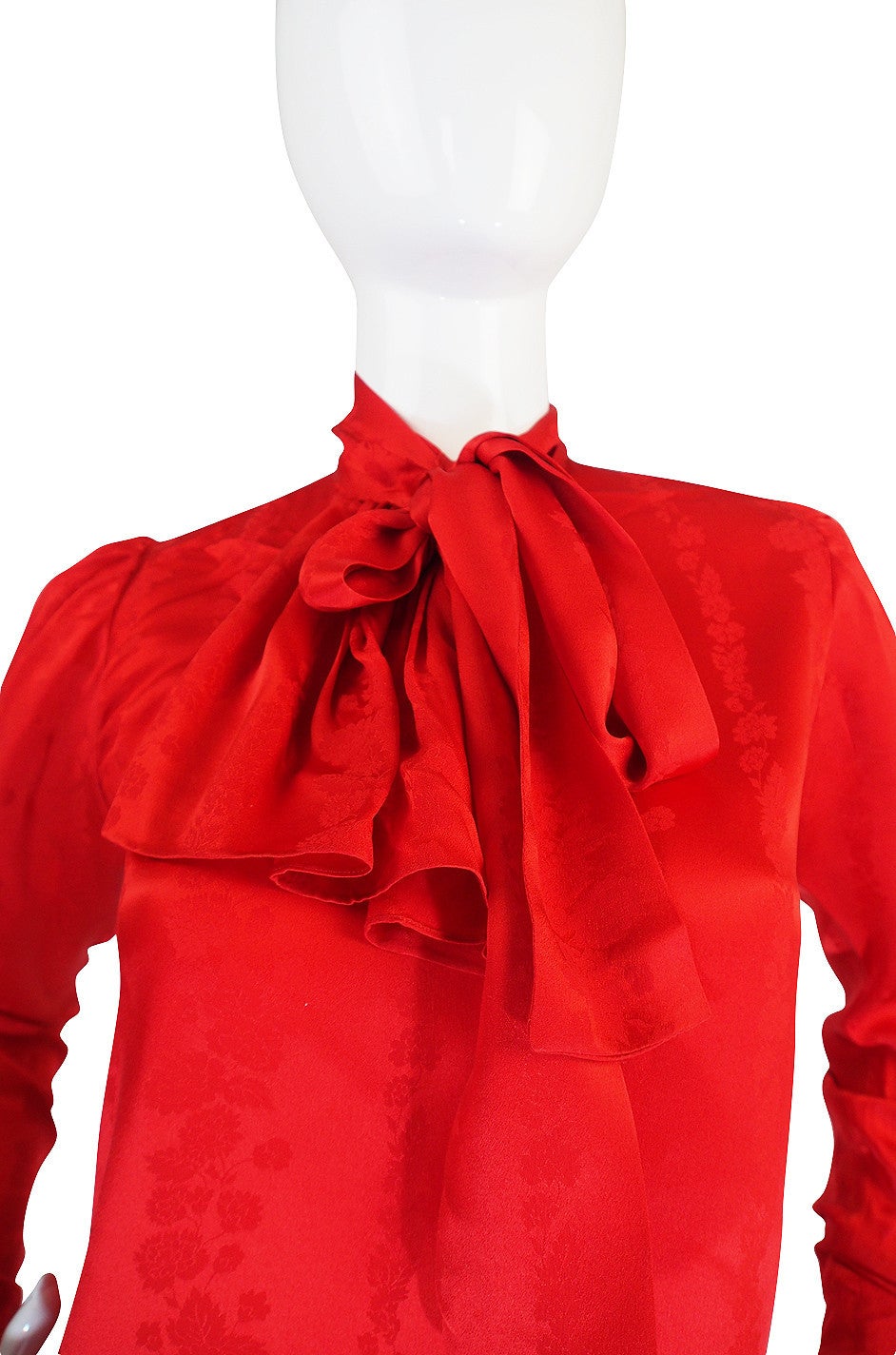 Women's 1979 Yves Saint Laurent Haute Couture Red Silk Top For Sale