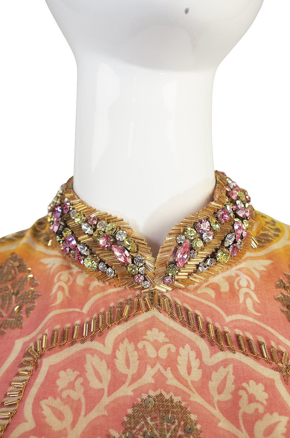 1960s George Halley Silk & Jewel Gypsy Gown 2