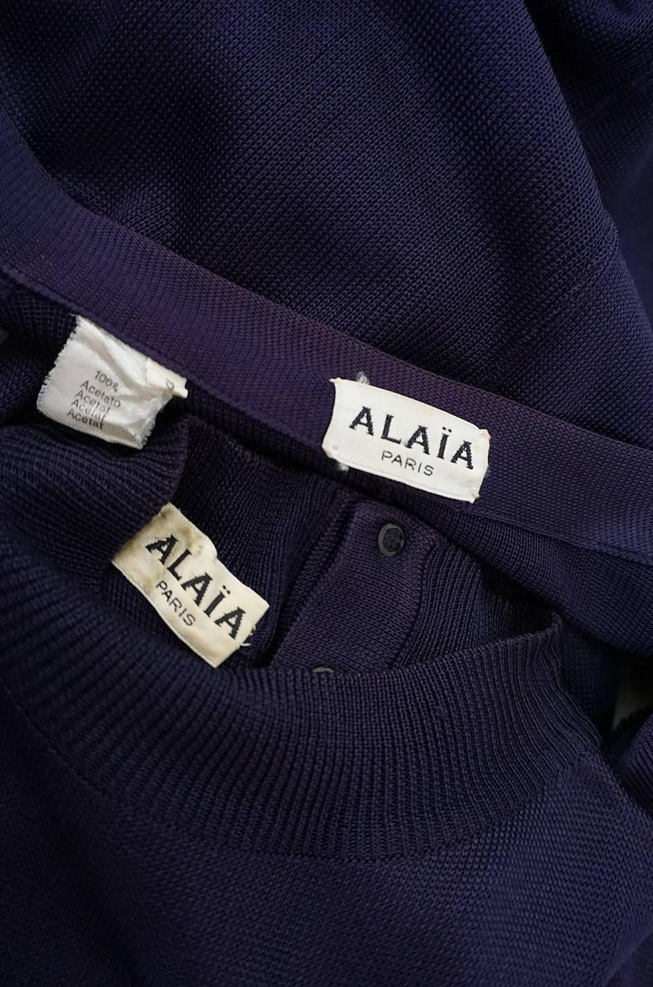 1980s Early Azzedine Alaia Dress & Jacket Purple Set 5
