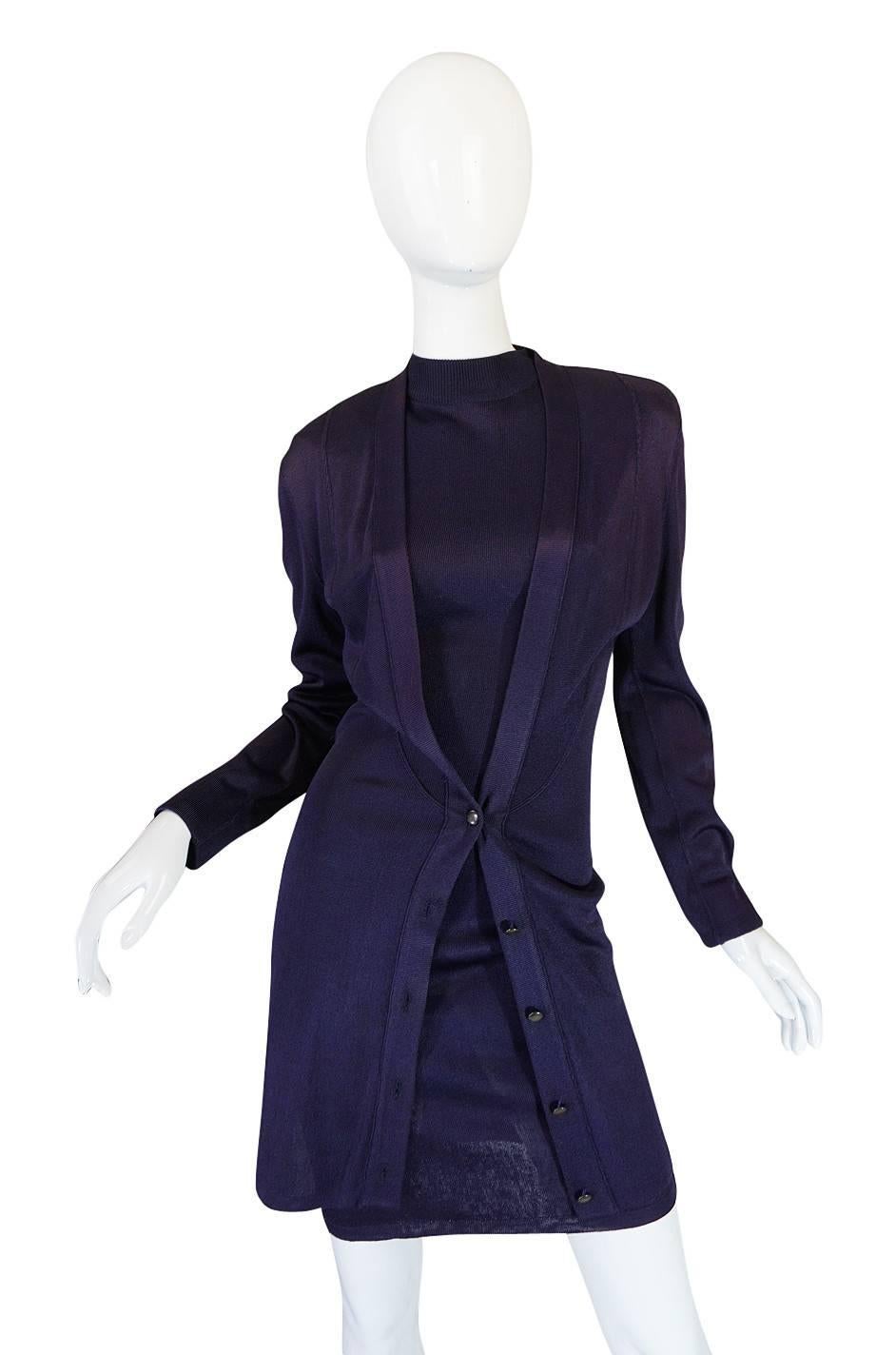 1980s Early Azzedine Alaia Dress & Jacket Purple Set 4