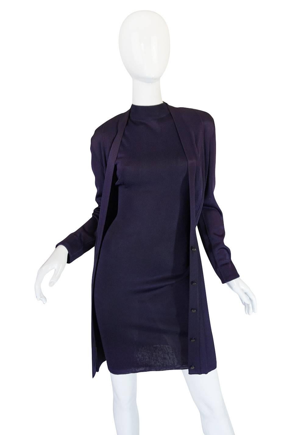 1980s Early Azzedine Alaia Dress & Jacket Purple Set 1