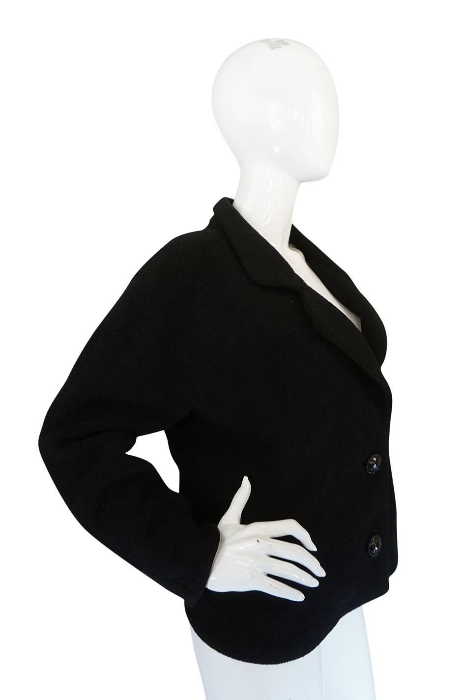 1950s Numbered Haute Couture Black Balenciaga Jacket In Excellent Condition In Rockwood, ON