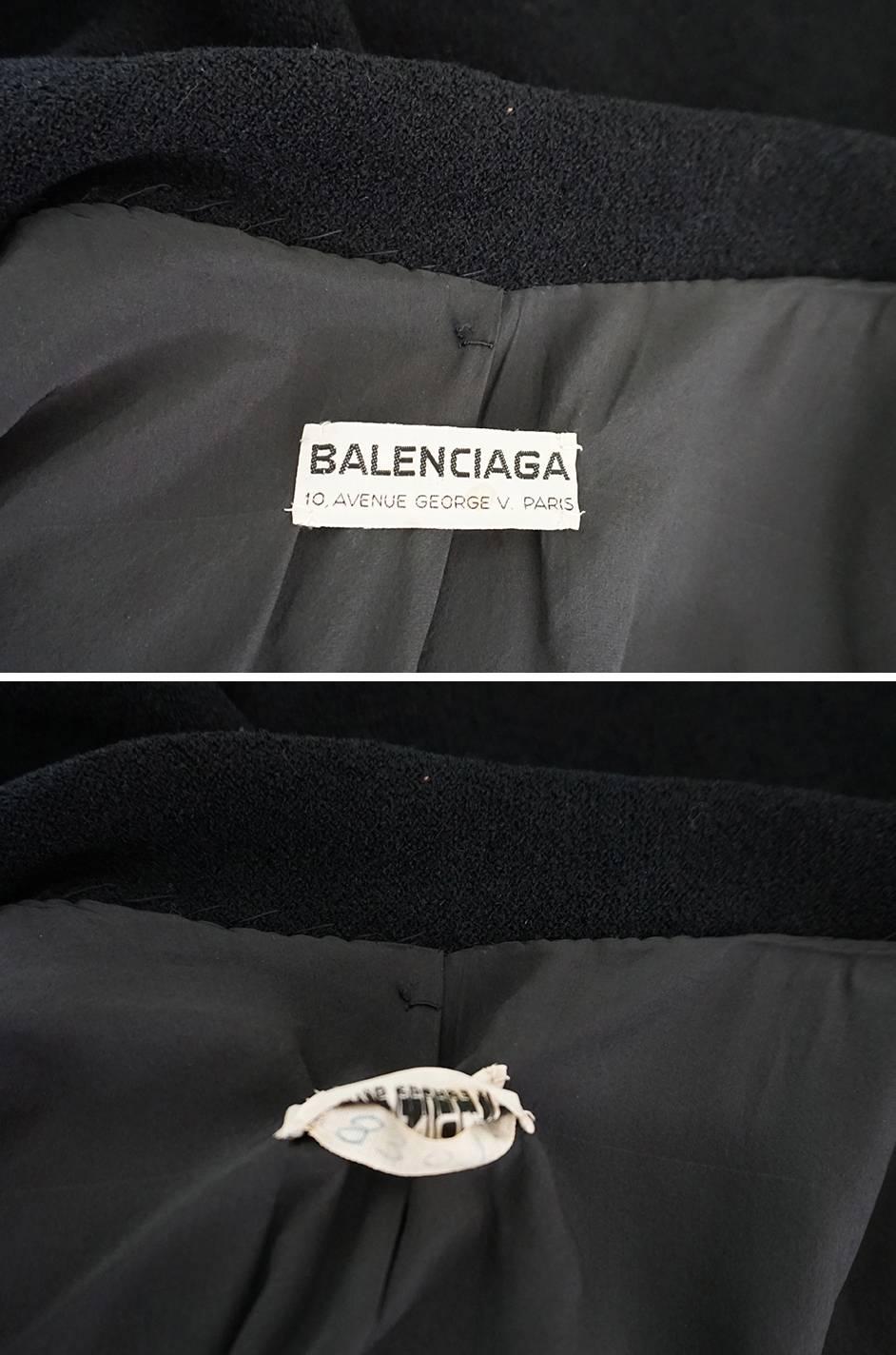 1950s Numbered Haute Couture Black Balenciaga Jacket 2