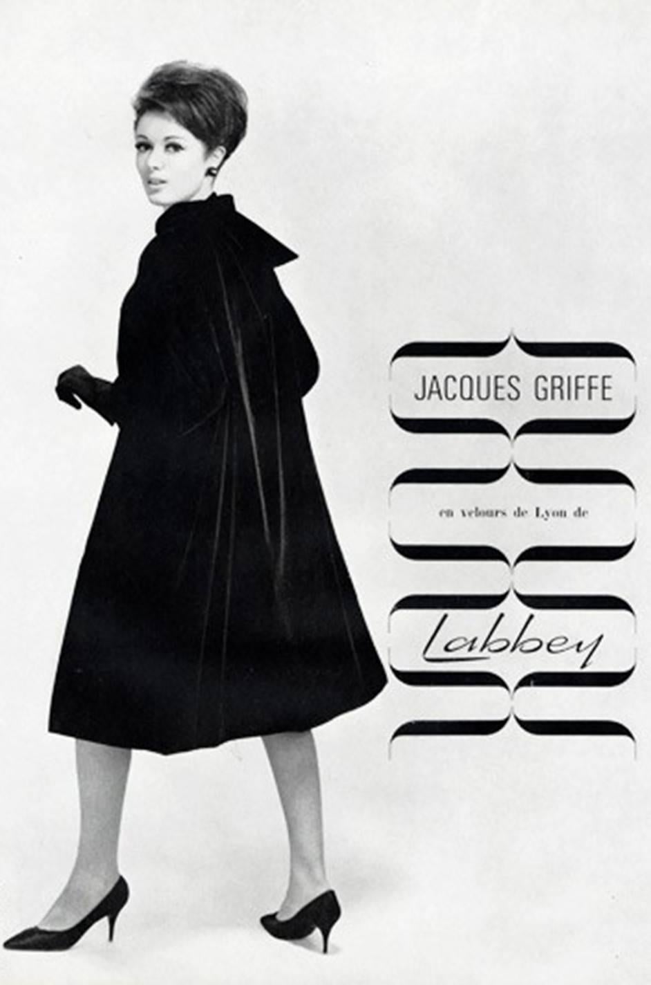 1962 Green Velvet Jacques Griffe Ad Campaign Coat 3