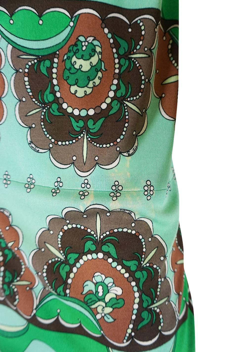 1970s Green Print Emilio Pucci Silk Jersey Dress 2