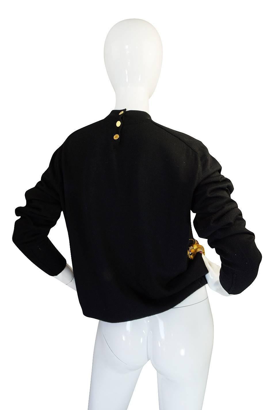 This is the second time I have been able to source this version of this Hermes sweater and it is still a favorite. These can be very hard to find as they are treasured by collectors and an easy way to add some vintage luxury into a modern wardrobe.