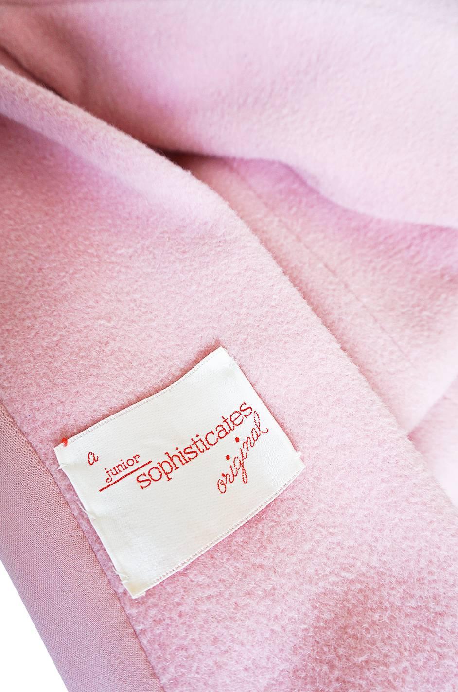 1960s Early Anne Klein Supermodel Length Pink Wool Coat 1