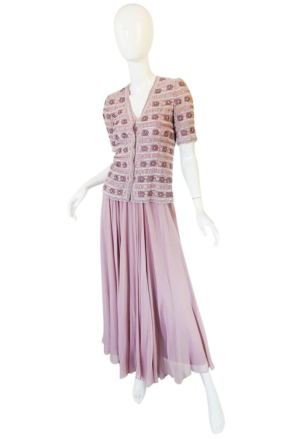 Gray Lesage Beaded Haute Couture Jean-Louis Scherrer Gown, circa 1977