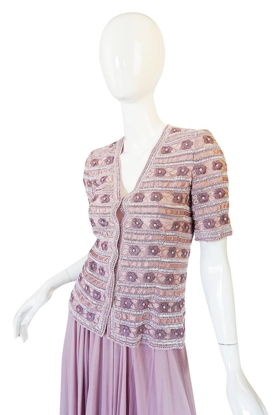 Lesage Beaded Haute Couture Jean-Louis Scherrer Gown, circa 1977 In Excellent Condition In Rockwood, ON