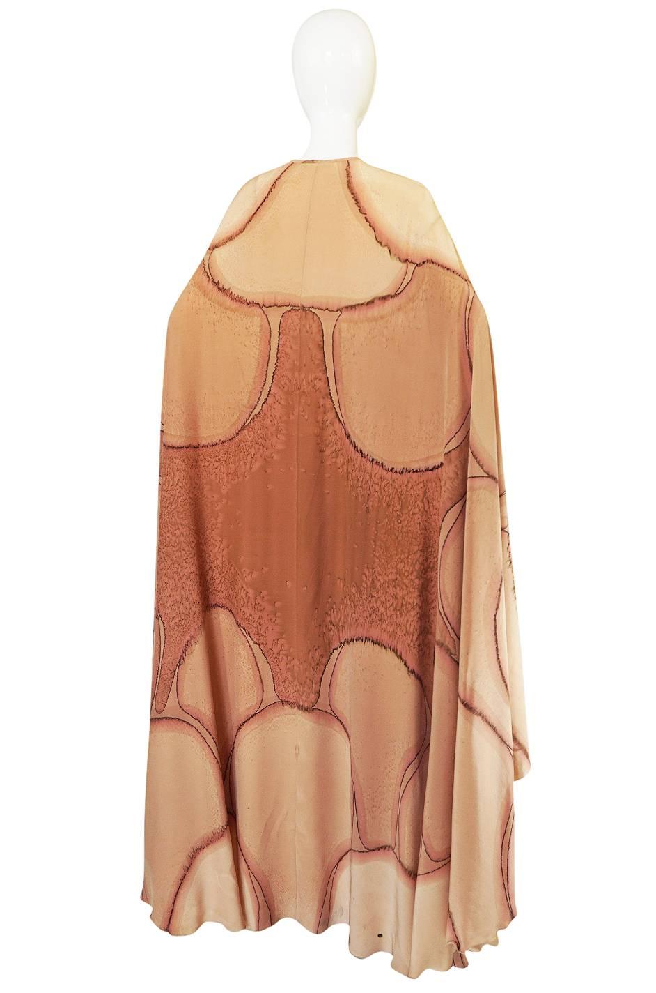 Rare 1960s Hand Painted Silk Andre Murasan Dress & Cape 1