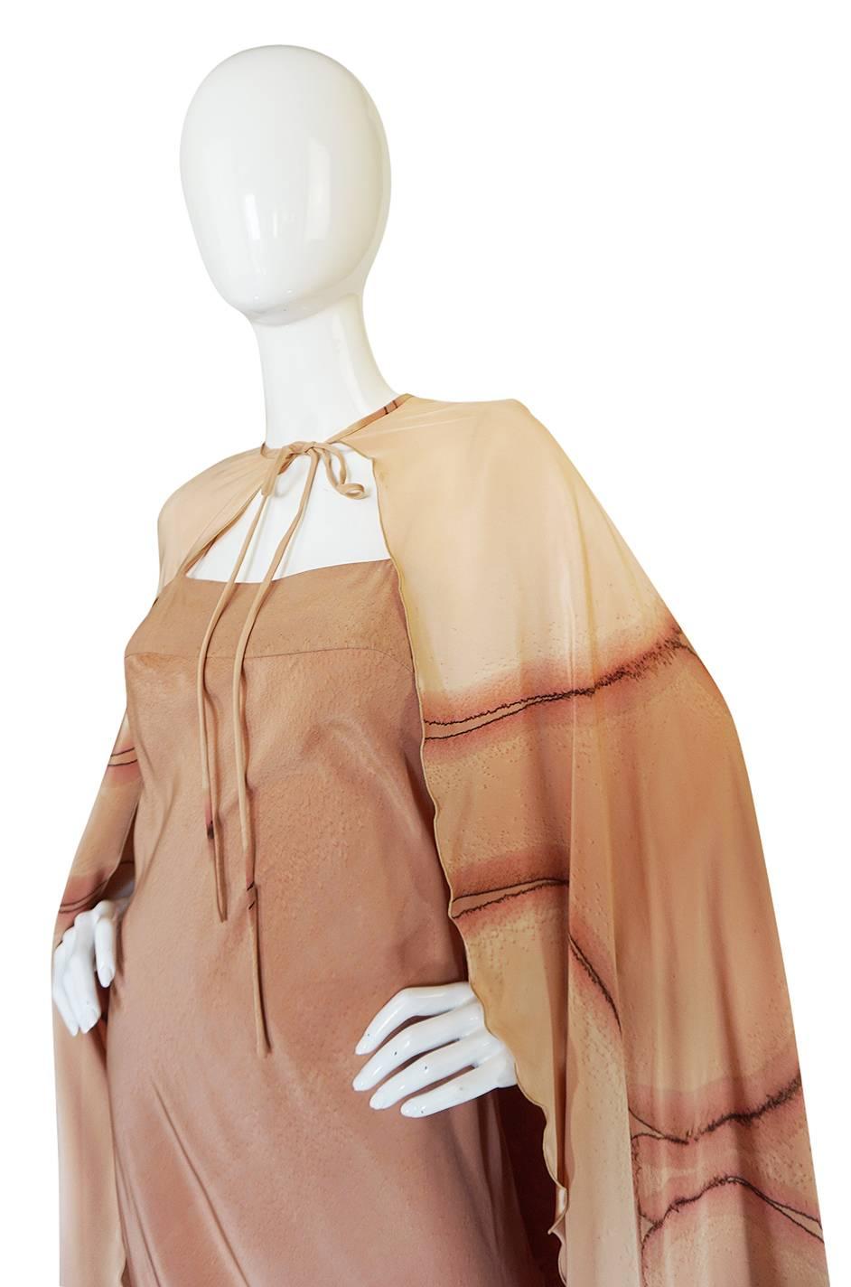 Rare 1960s Hand Painted Silk Andre Murasan Dress & Cape 3