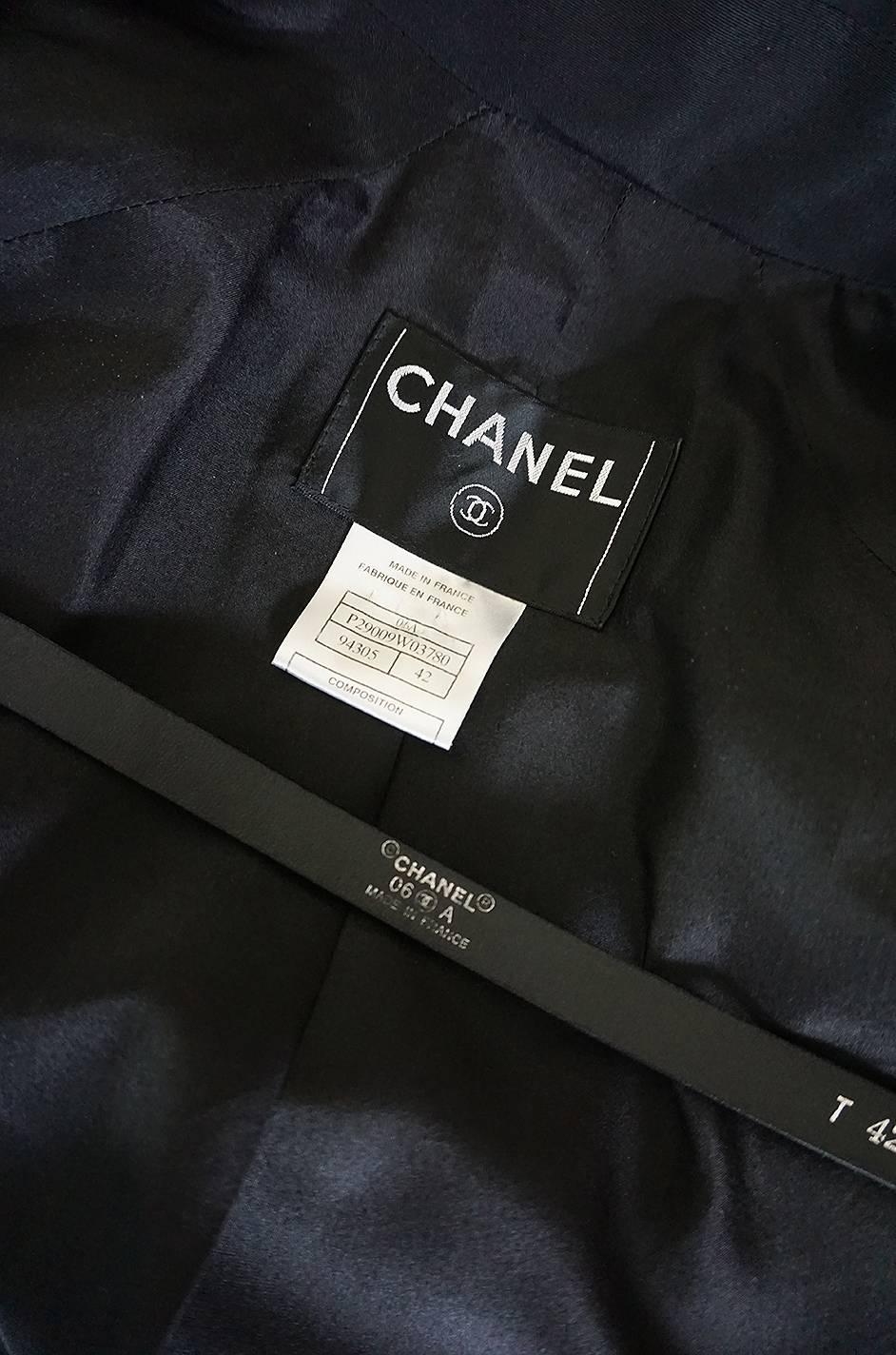 2006A Chanel Black Silk Tulle Edged Trench Coat 5