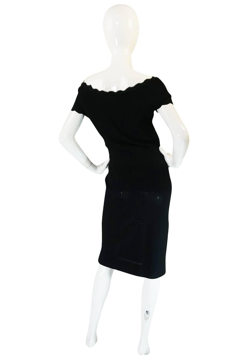 2008A Chanel Beautiful Off Shoulder Black Knit Dress In Excellent Condition In Rockwood, ON