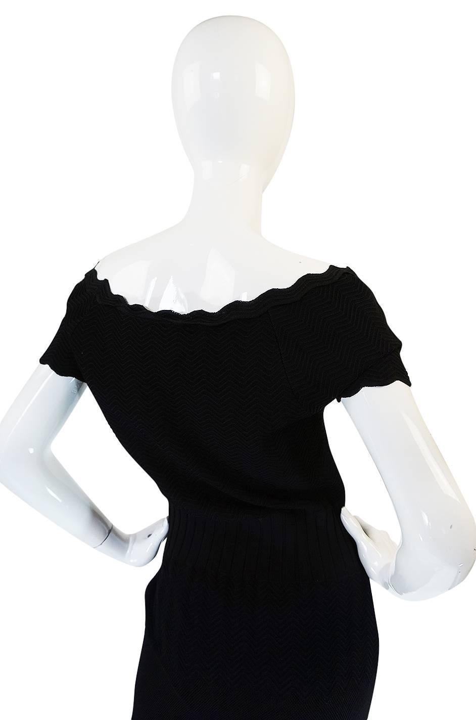 Women's 2008A Chanel Beautiful Off Shoulder Black Knit Dress