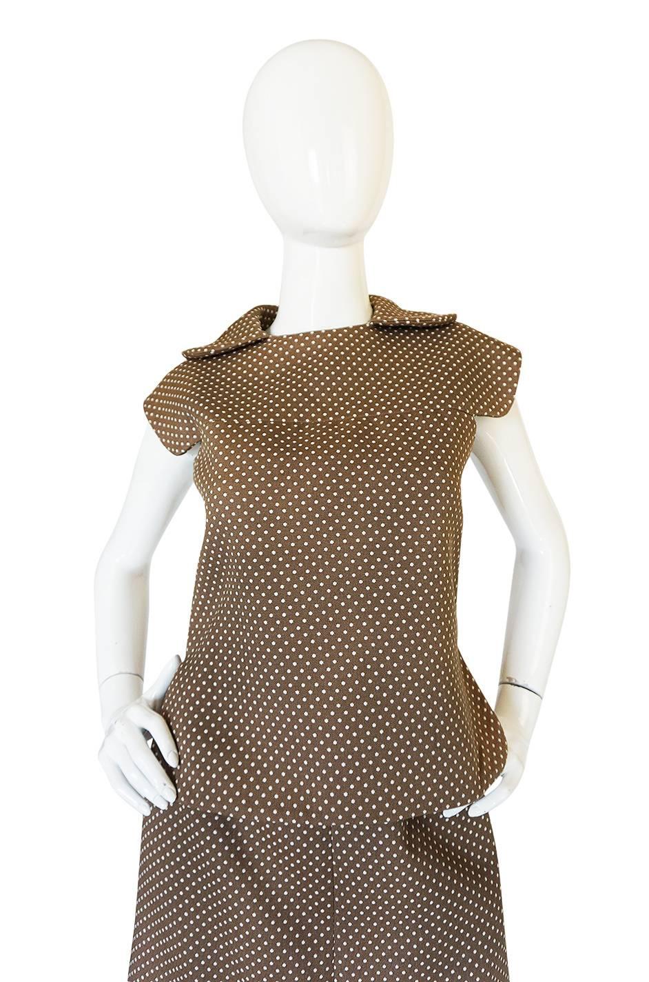 Women's Darling 1960s Dotted Pierre Cardin Top and Skirt Set