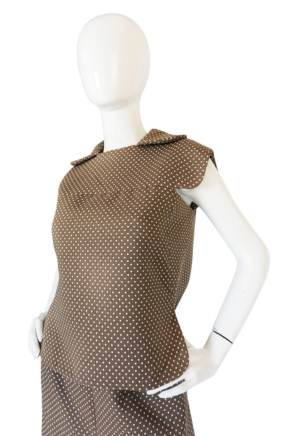 Darling 1960s Dotted Pierre Cardin Top and Skirt Set In Excellent Condition In Rockwood, ON