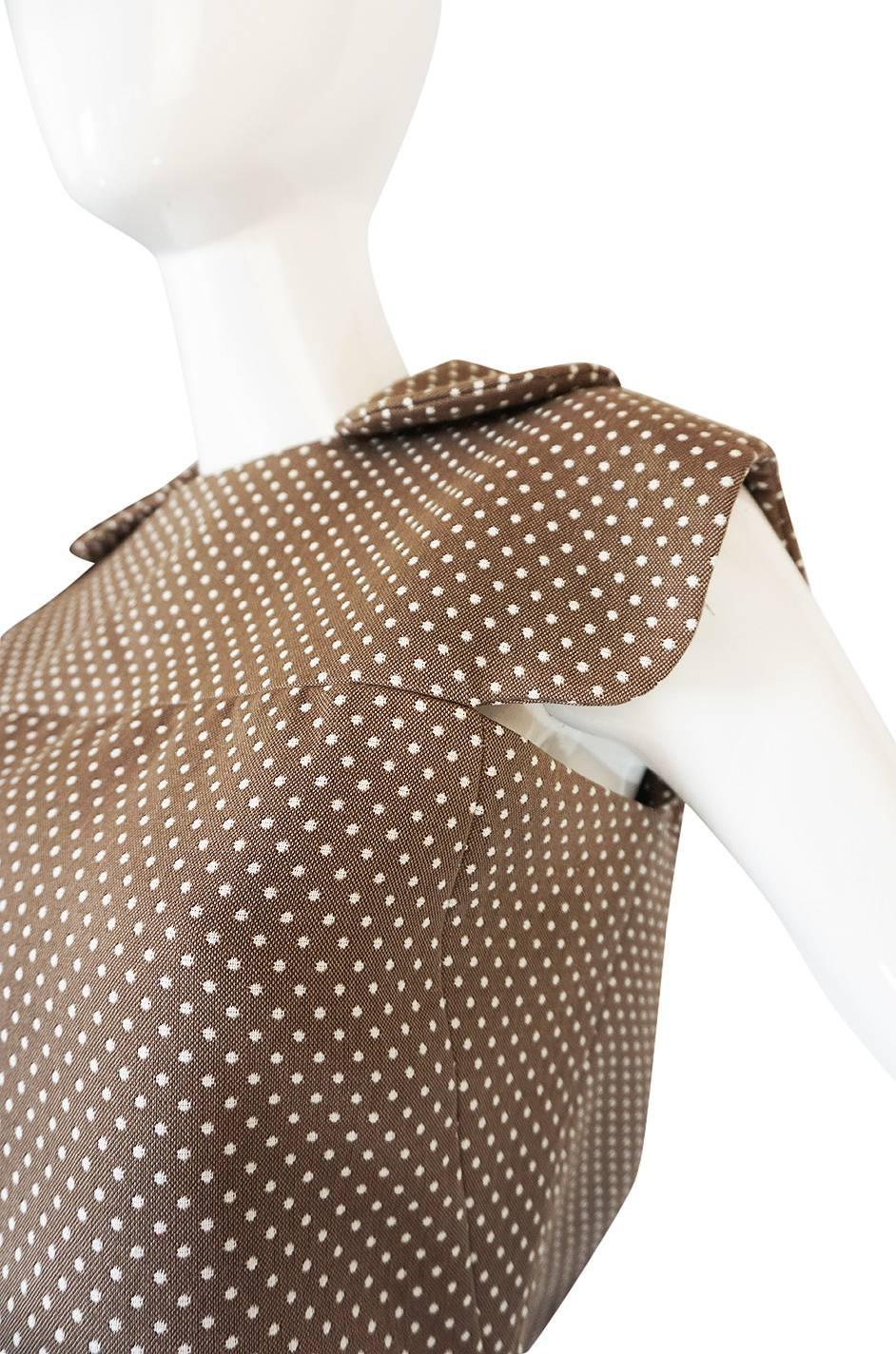 Brown Darling 1960s Dotted Pierre Cardin Top and Skirt Set