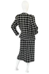 Rare 1980s Graphic Boucle Chanel Midi Length Skirt Suit