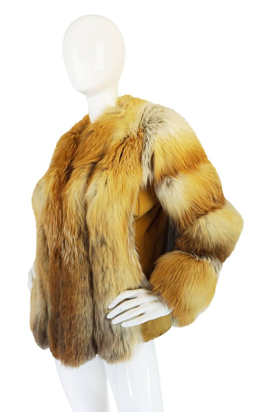 Stunning 1970s Natural Red Fox & Suede Fur Jacket 2