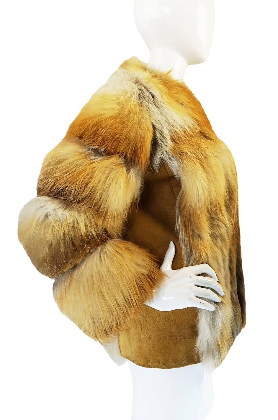 Women's Stunning 1970s Natural Red Fox & Suede Fur Jacket