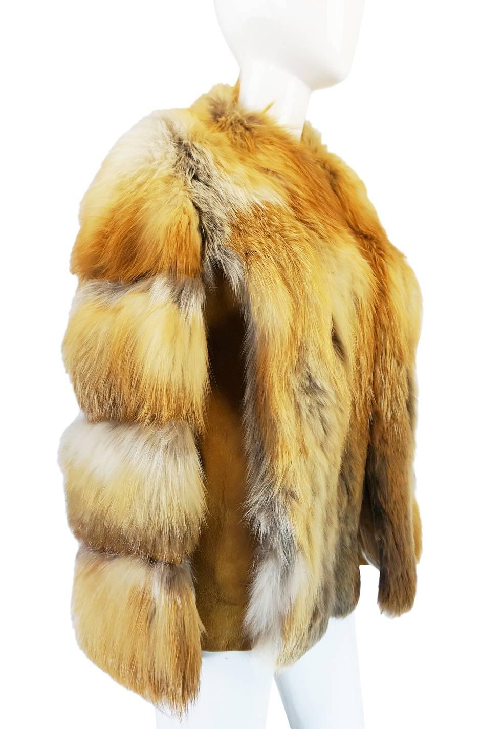 Stunning 1970s Natural Red Fox & Suede Fur Jacket In Good Condition In Rockwood, ON