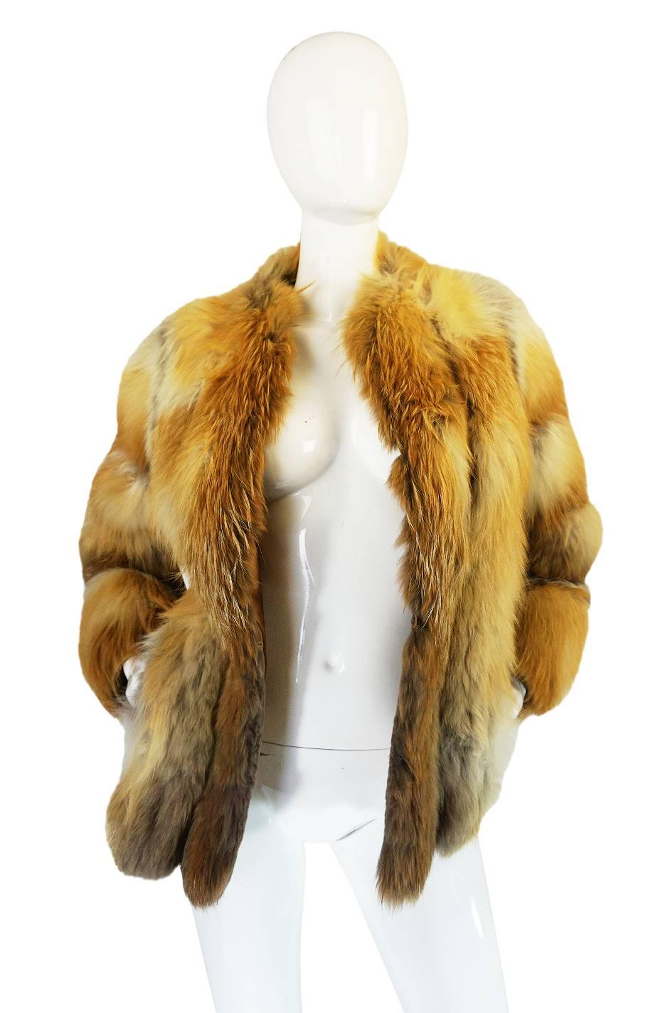 Brown Stunning 1970s Natural Red Fox & Suede Fur Jacket