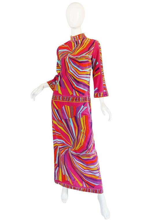 1960s Spectacular Vivid Pink Swirl Pucci Velvet Dress at 1stDibs