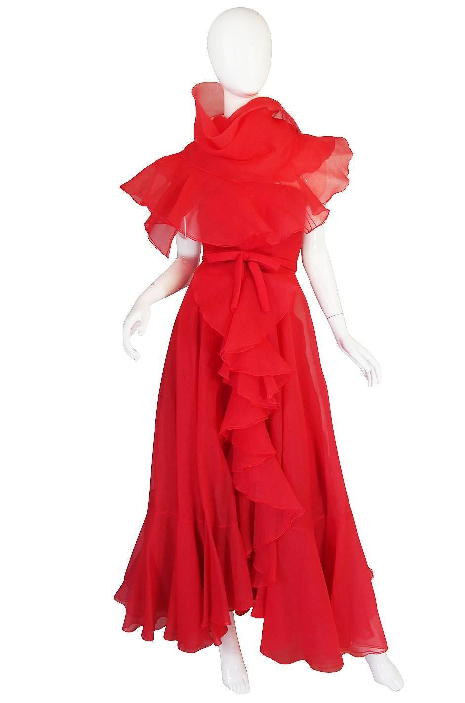 1960s Strapless Ruffled Silk Organza Sarmi Dress In Excellent Condition In Rockwood, ON