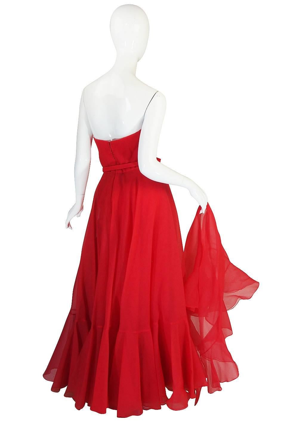 Women's 1960s Strapless Ruffled Silk Organza Sarmi Dress