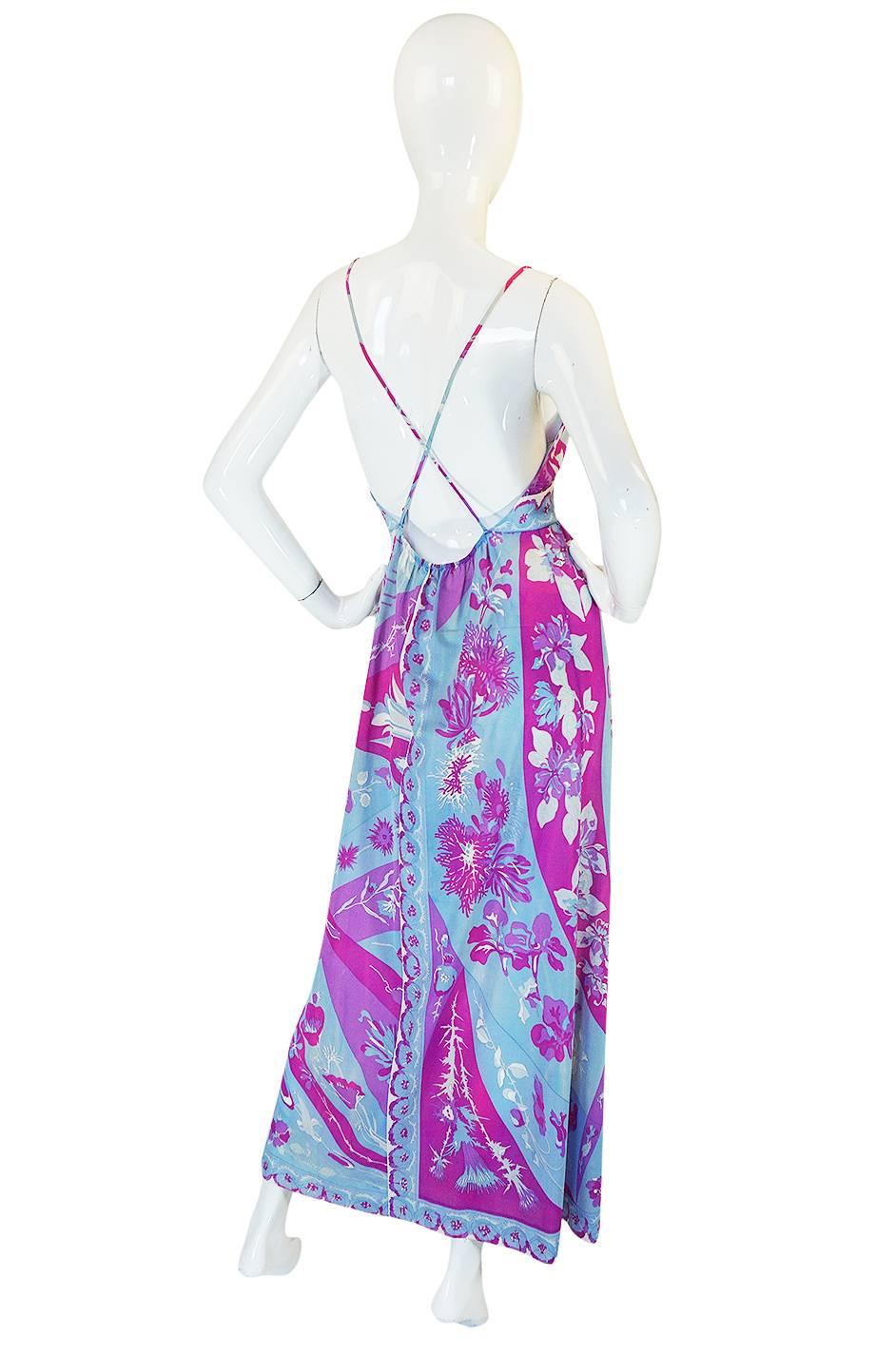 Purple 1960s Backless Floral Emilio Pucci for Formfit Rogers