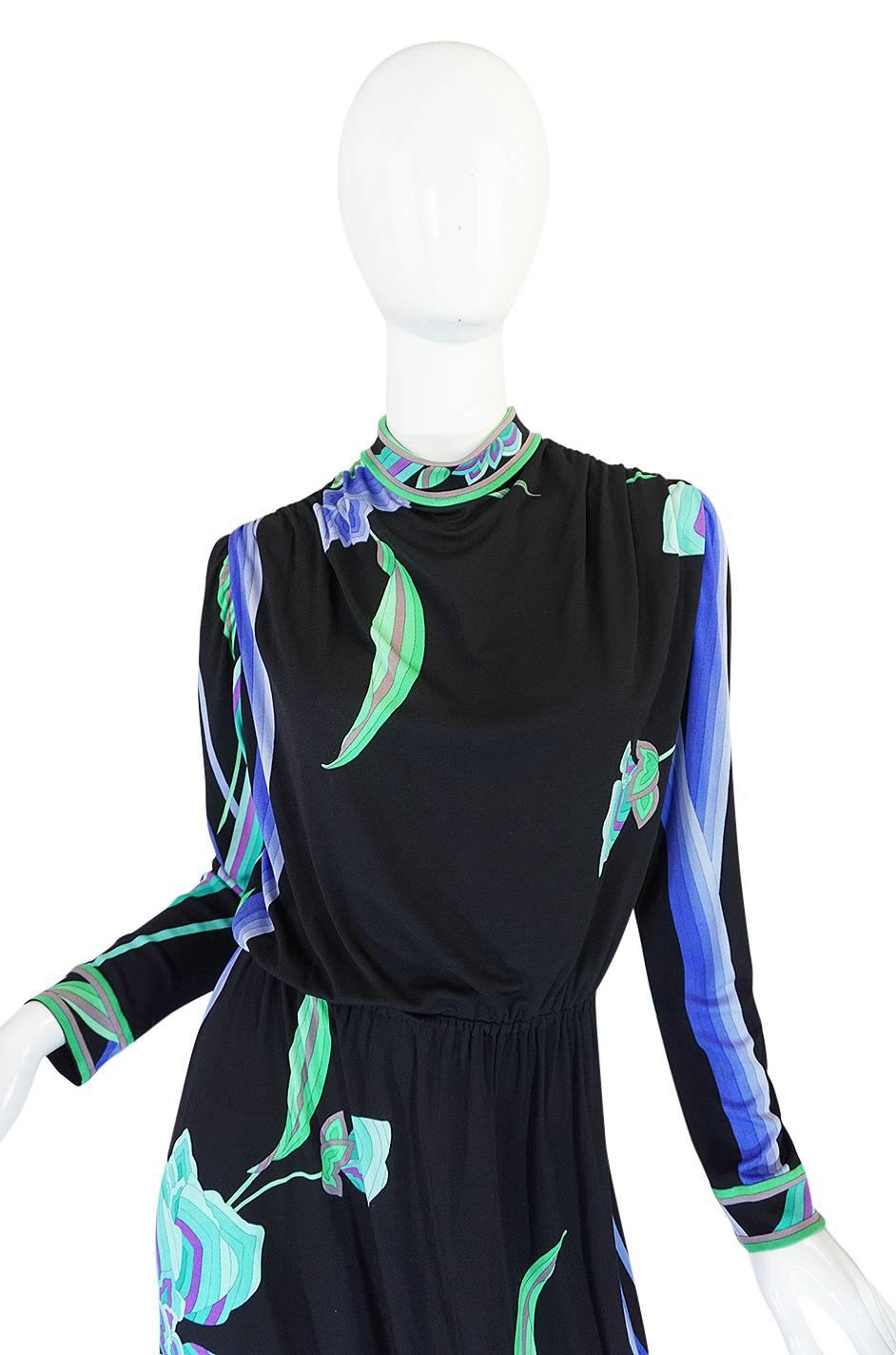 1970s Vivid Print Silk Jersey Print Leonard Maxi Dress 2