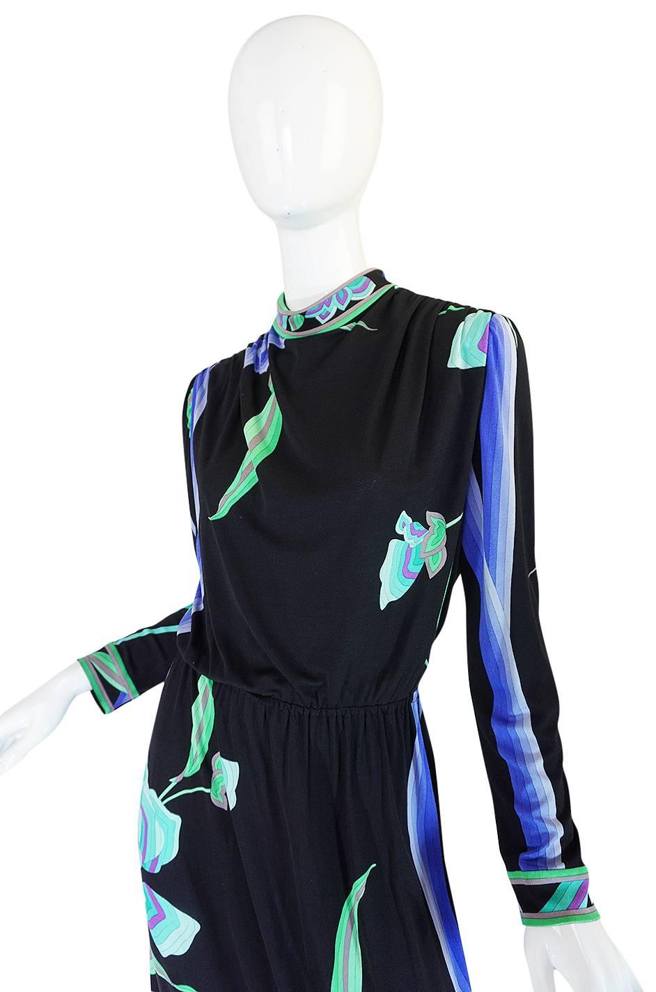 1970s Vivid Print Silk Jersey Print Leonard Maxi Dress 1