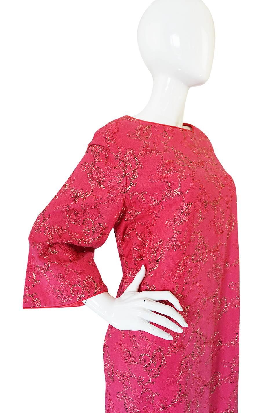 Women's 1960s Hand Embroidered B. Cohen Pink Caftan Dress