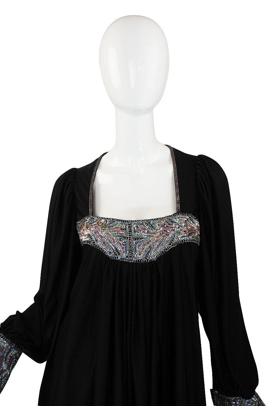 Bill Gibb Sequin Detail Museum Held Jersey Dress, 1970s  In Excellent Condition In Rockwood, ON