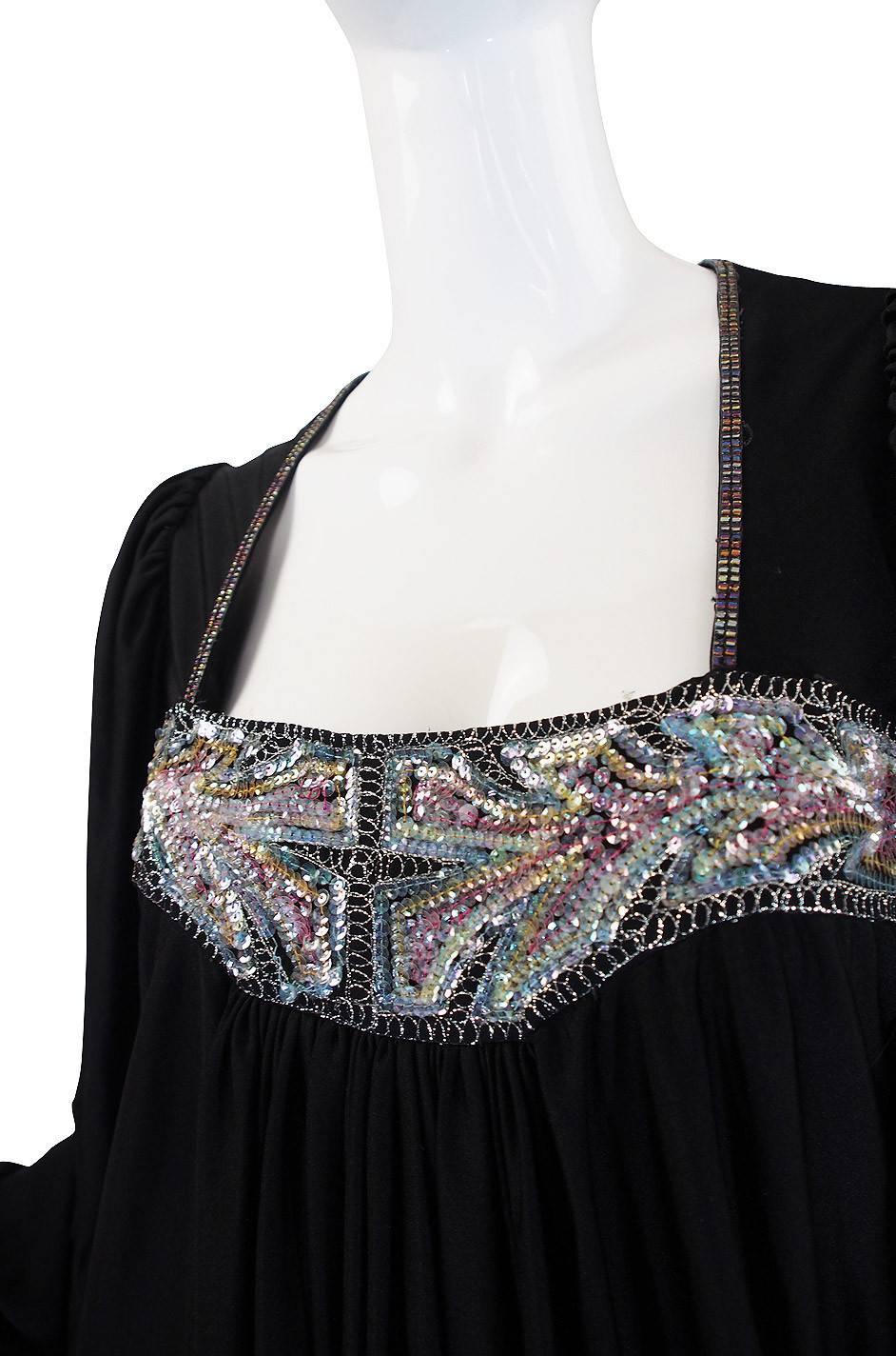 Bill Gibb Sequin Detail Museum Held Jersey Dress, 1970s  2