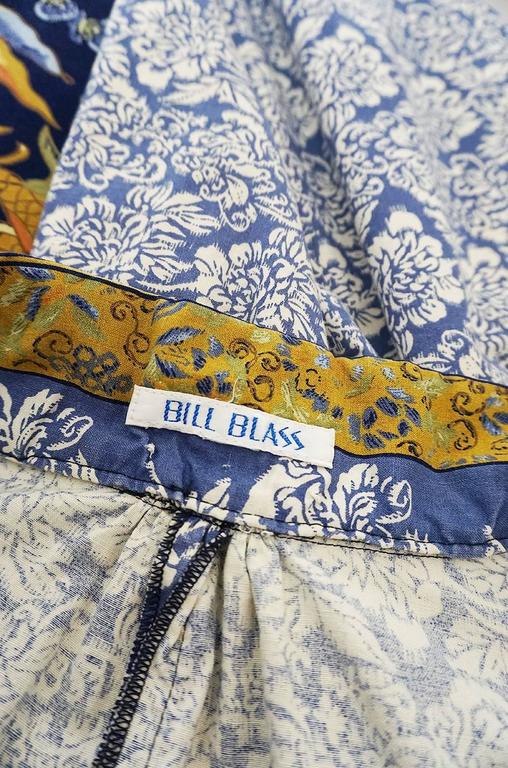1970s Dragon and Floral Print Bill Blass Cotton Caftan Dress at 1stDibs