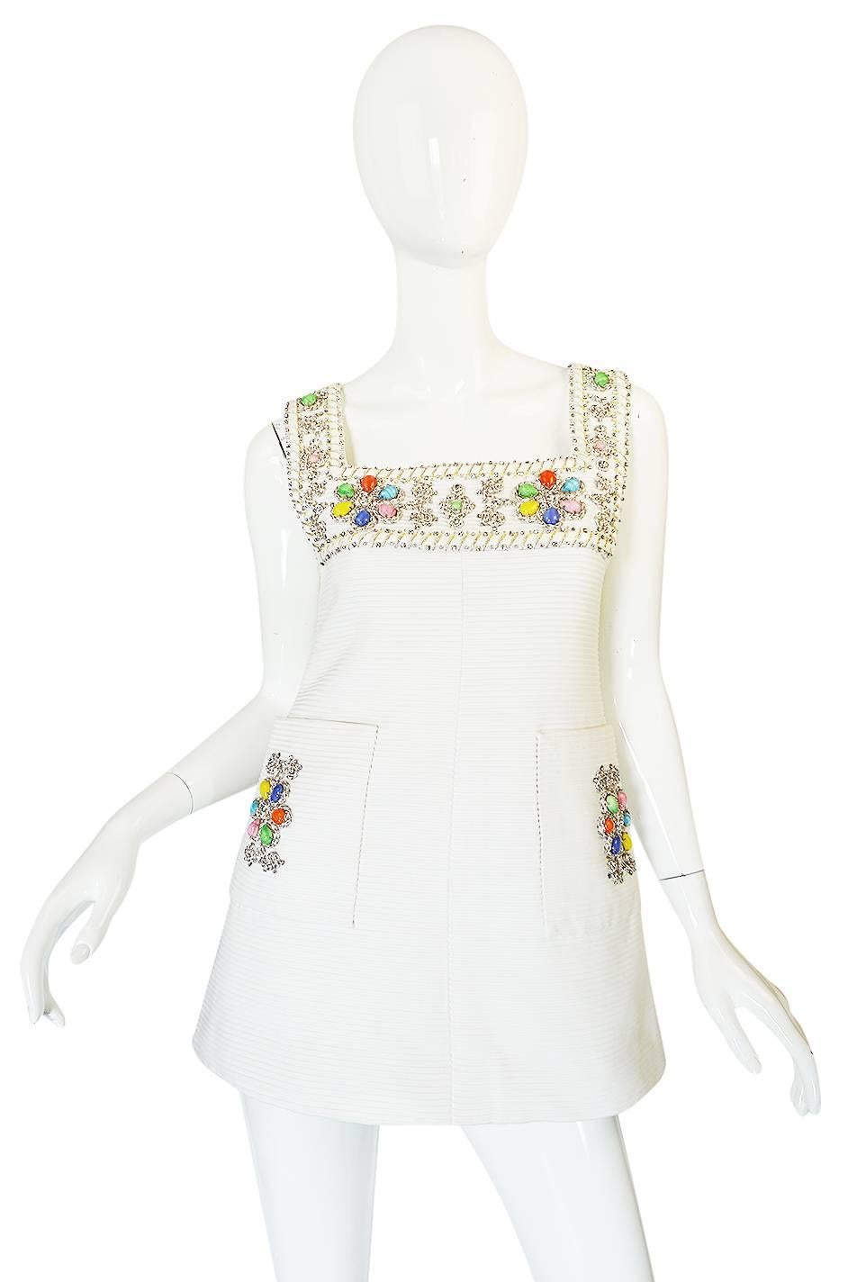 1960er Beni Salvadori Juwelenbesetztes Couture Tunika- oder Minikleid Damen