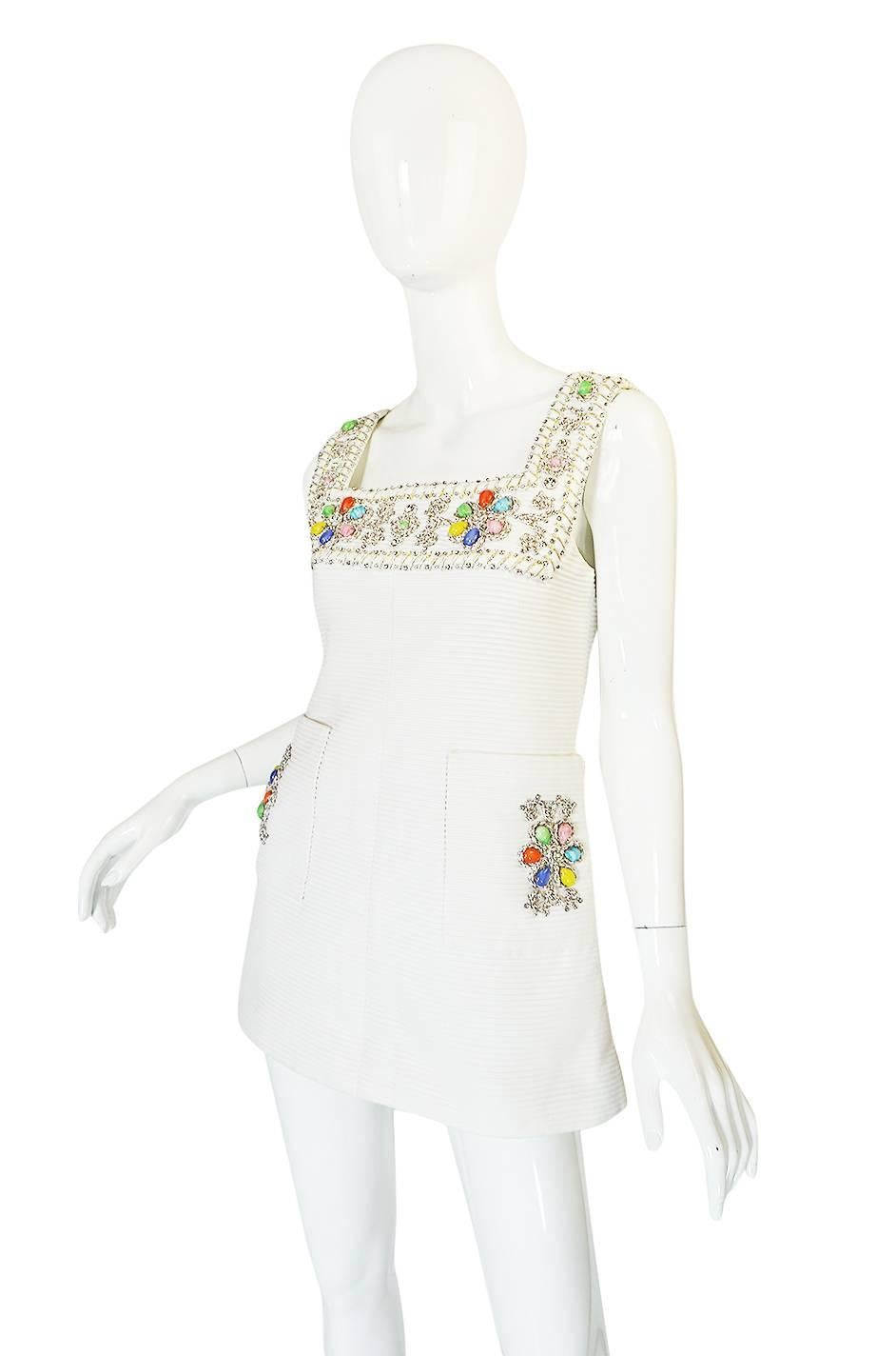 1960s Beni Salvadori Jewelled Couture Tunic or Mini Dress In Excellent Condition In Rockwood, ON