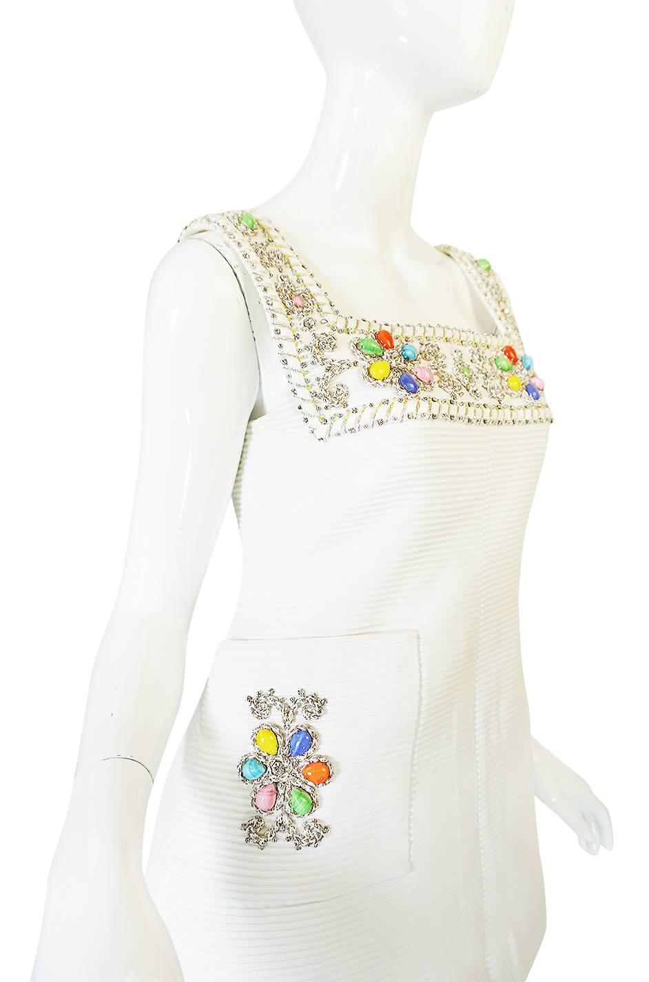 1960er Beni Salvadori Juwelenbesetztes Couture Tunika- oder Minikleid 1